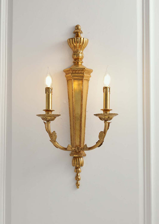 Vintage Bedroom Corridor Gold Candle Shape Home Decor Brass Led Wall Lamp