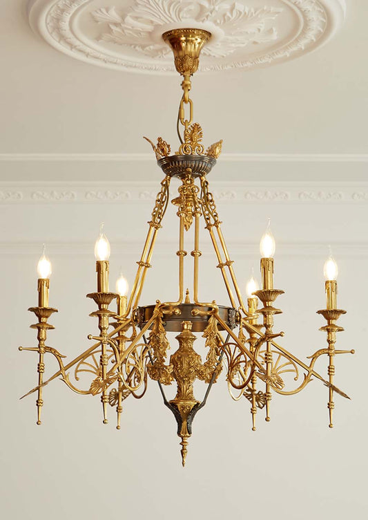 Luxurious Interior French Antique Gold Brass And Crystal High Ceiling Pendant Light Villa Chandelier Fancy Candle Shape Lamp