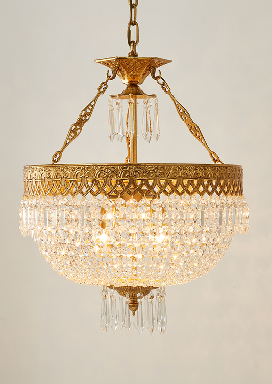 4 Lights Crystal drop lamp oval shape brass chandelier for table home shop