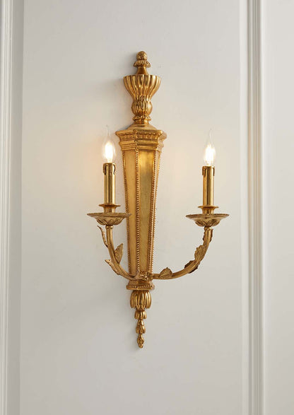 Vintage Bedroom Corridor Gold Candle Shape Home Decor Brass Led Wall Lamp