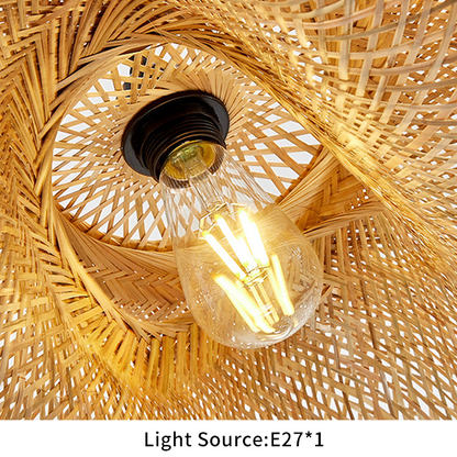 Weaving Hanging Lamps Donut Shaped Bamboo Hanging Lamp Rattan Pendant Lamp Home Decor Lighting