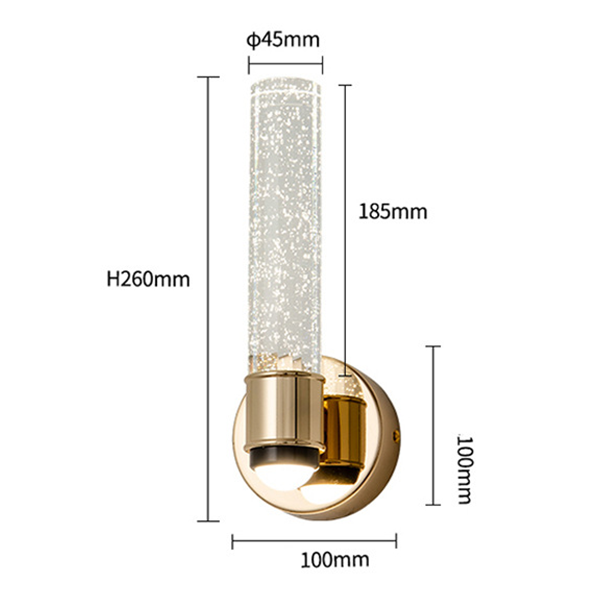 Indoor metal gold luxury crystal wall lamps villa home decor glass wall light bedroom bedside nordic modern led wall lamp